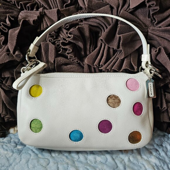 2005 Vintage Coach Y2k Demi With Jacquard Polka Dots Shoulder Purse Bag - Picture 1 of 6